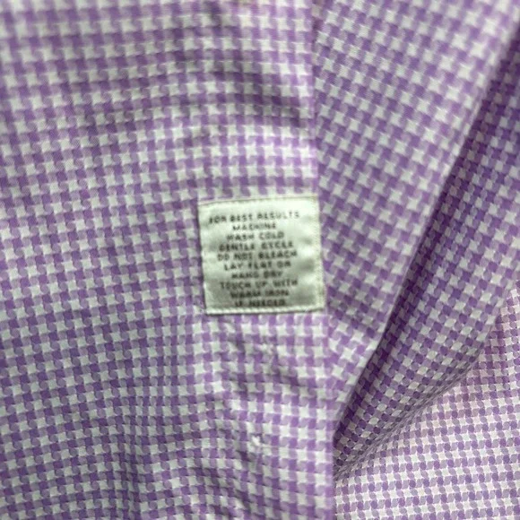 Peter Millar Mens XXL Purple Houndstooth Cotton Button Down Shirt #919 - Picture 8 of 9